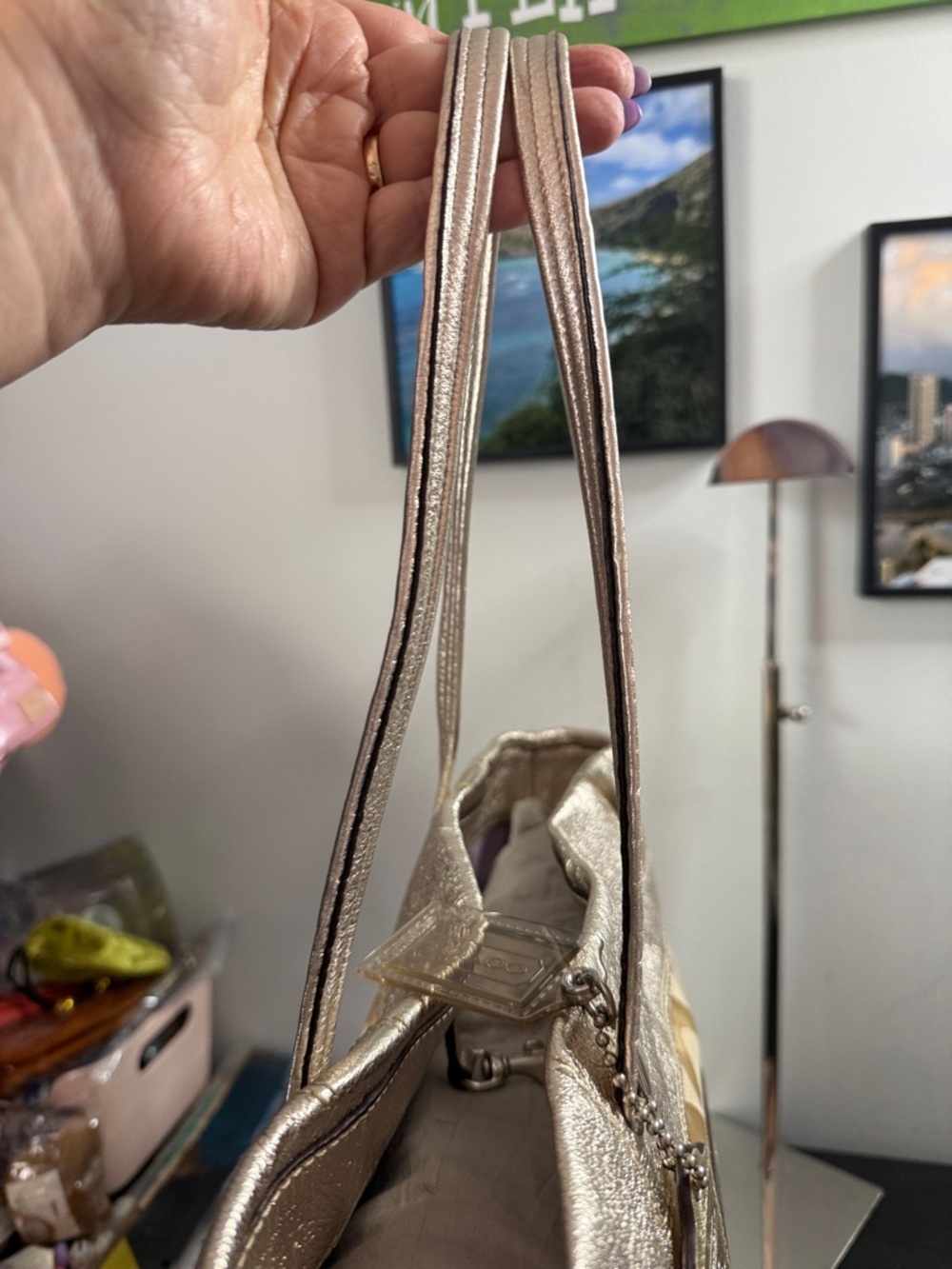 Coach Julia Op Art Perry Gold Tote Bag with original hangtags! - Picture 16 of 17